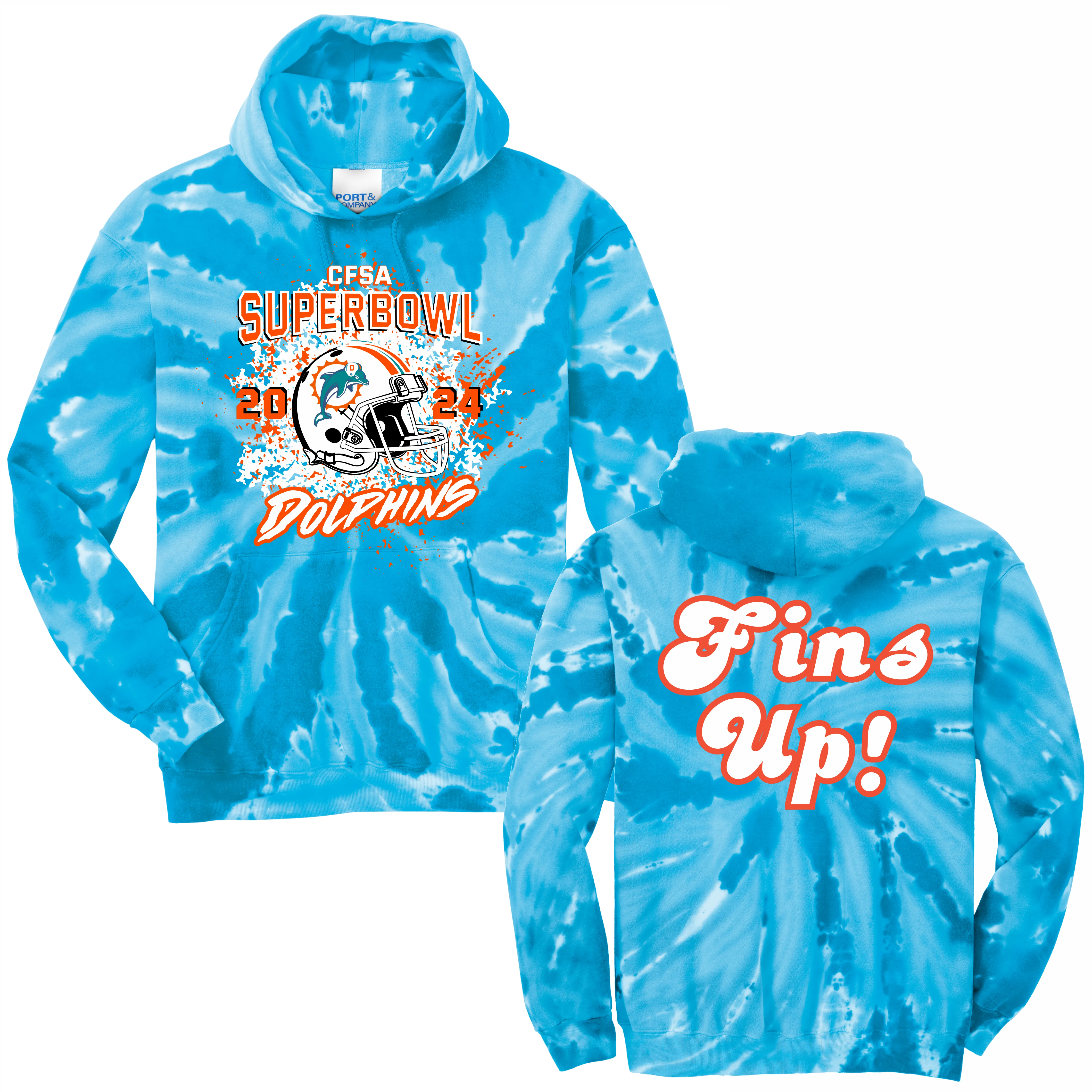 LIMITED EDITION - CFSA- Dolphins Superbowl Hoodie 2024 TIE_DYE