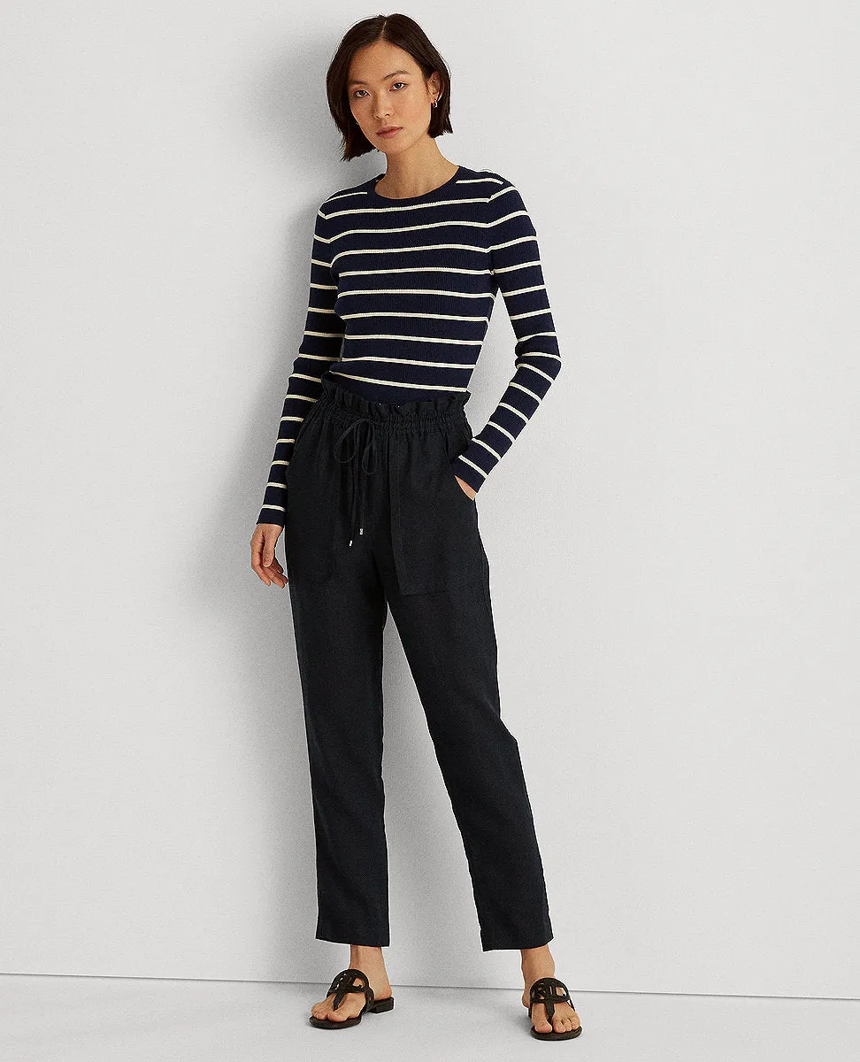 Linen Ankle Pant In Navy