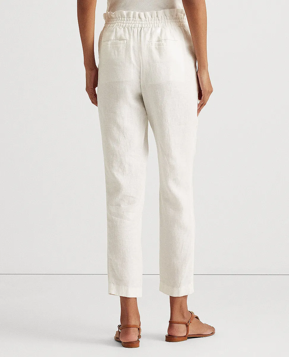 Linen Ankle Pant In White