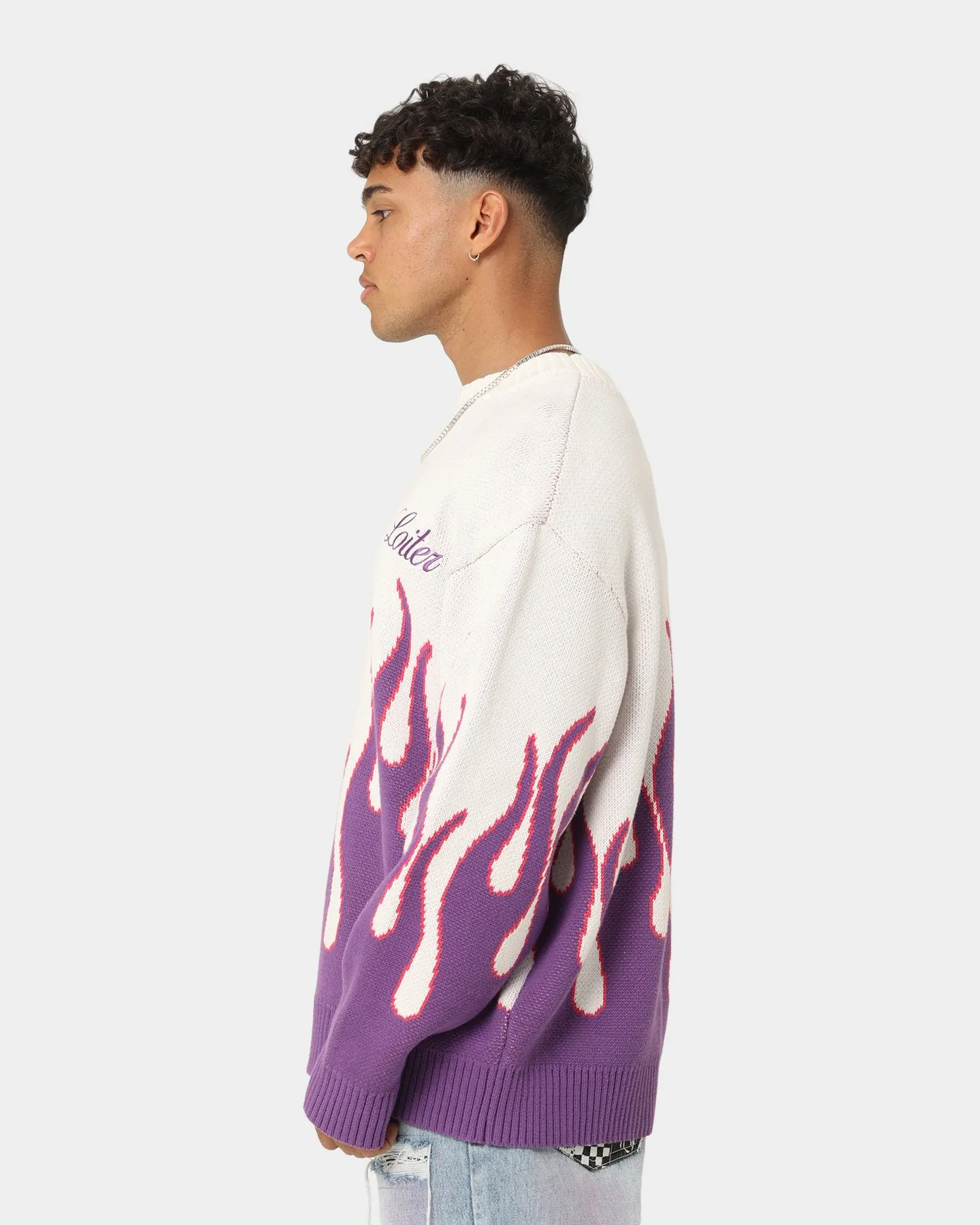 Loiter Inferno Knit Sweater White/Purple