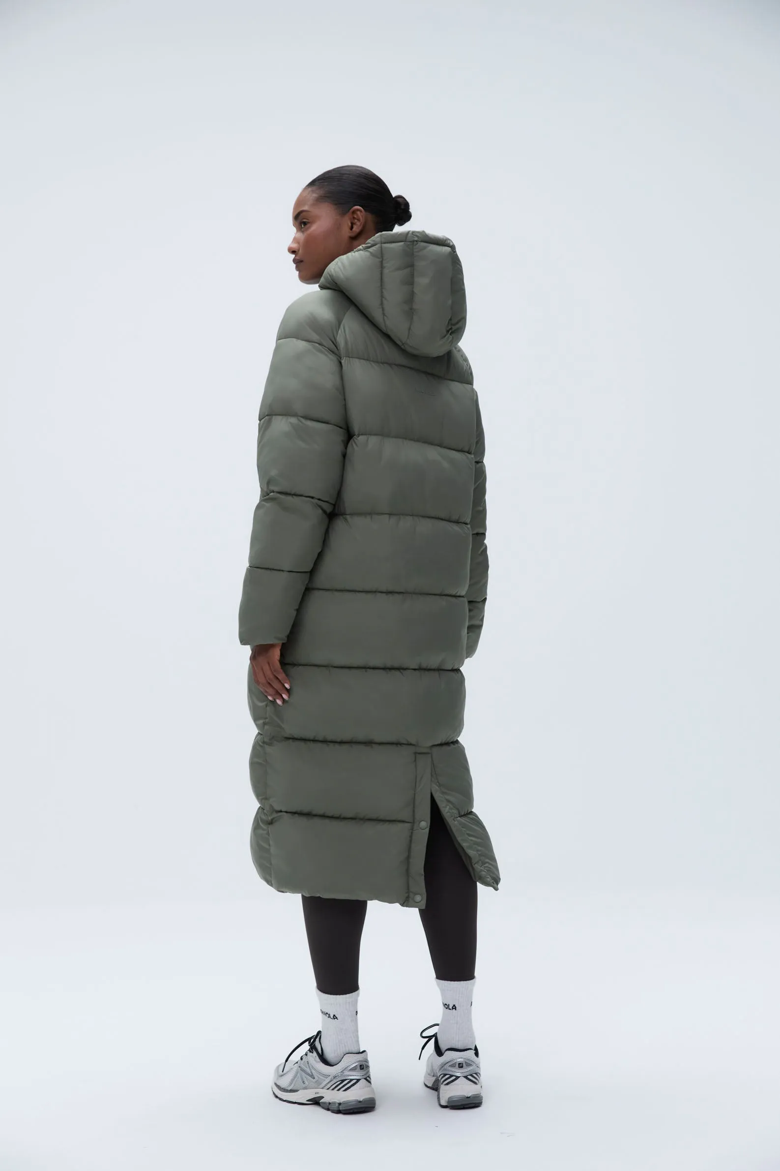 Longline Puffer Jacket - Olive Green