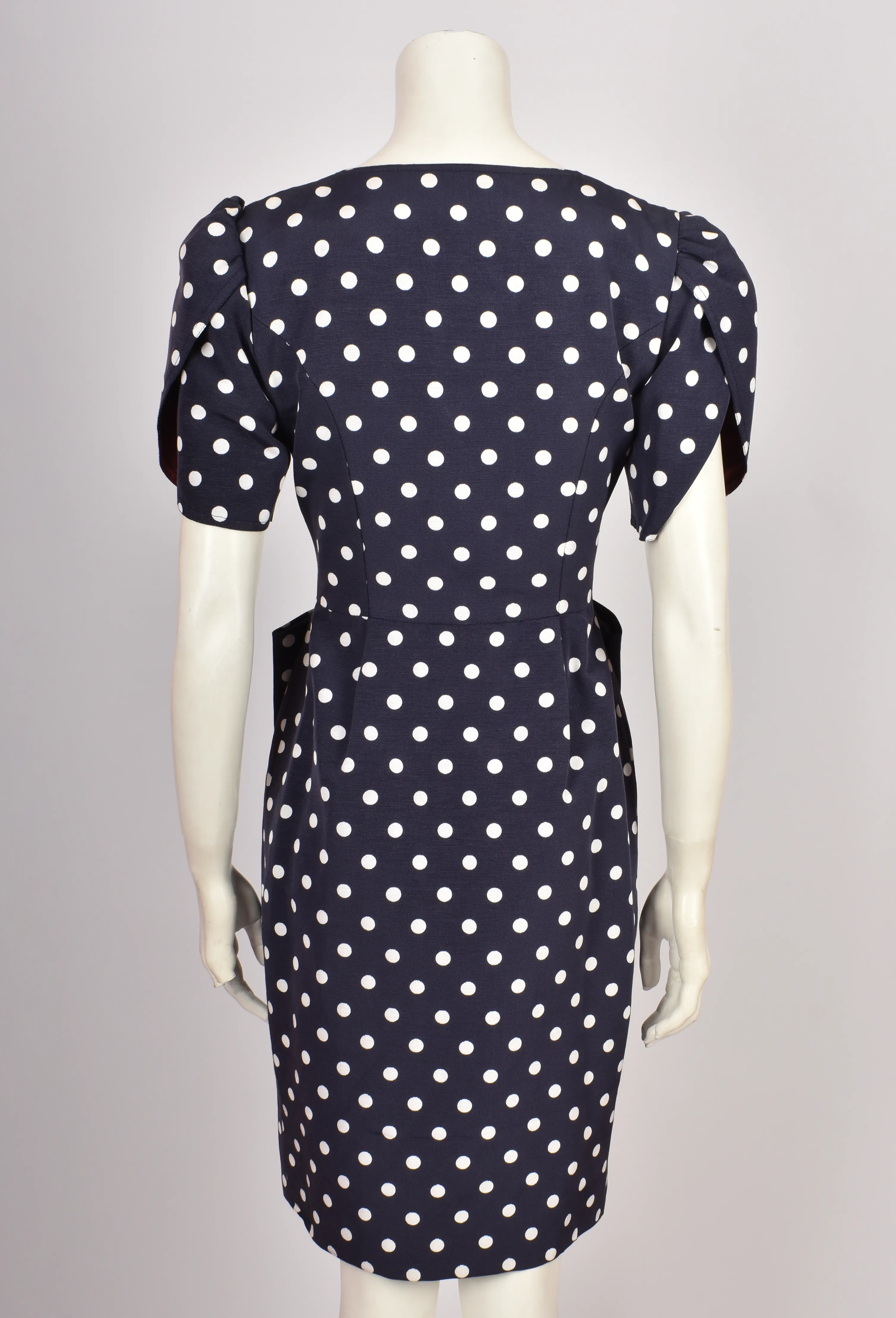 LORCAN MULLANY FOR BELLEVILLE SASSOON NAVY POLKA DOT DRESS