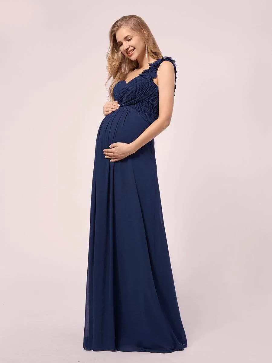 Maxi Long Flower One Shoulder Maternity Dress