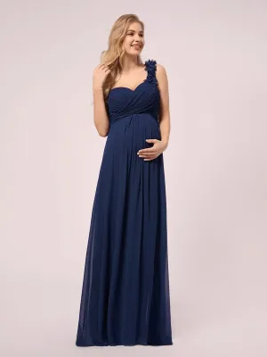 Maxi Long Flower One Shoulder Maternity Dress