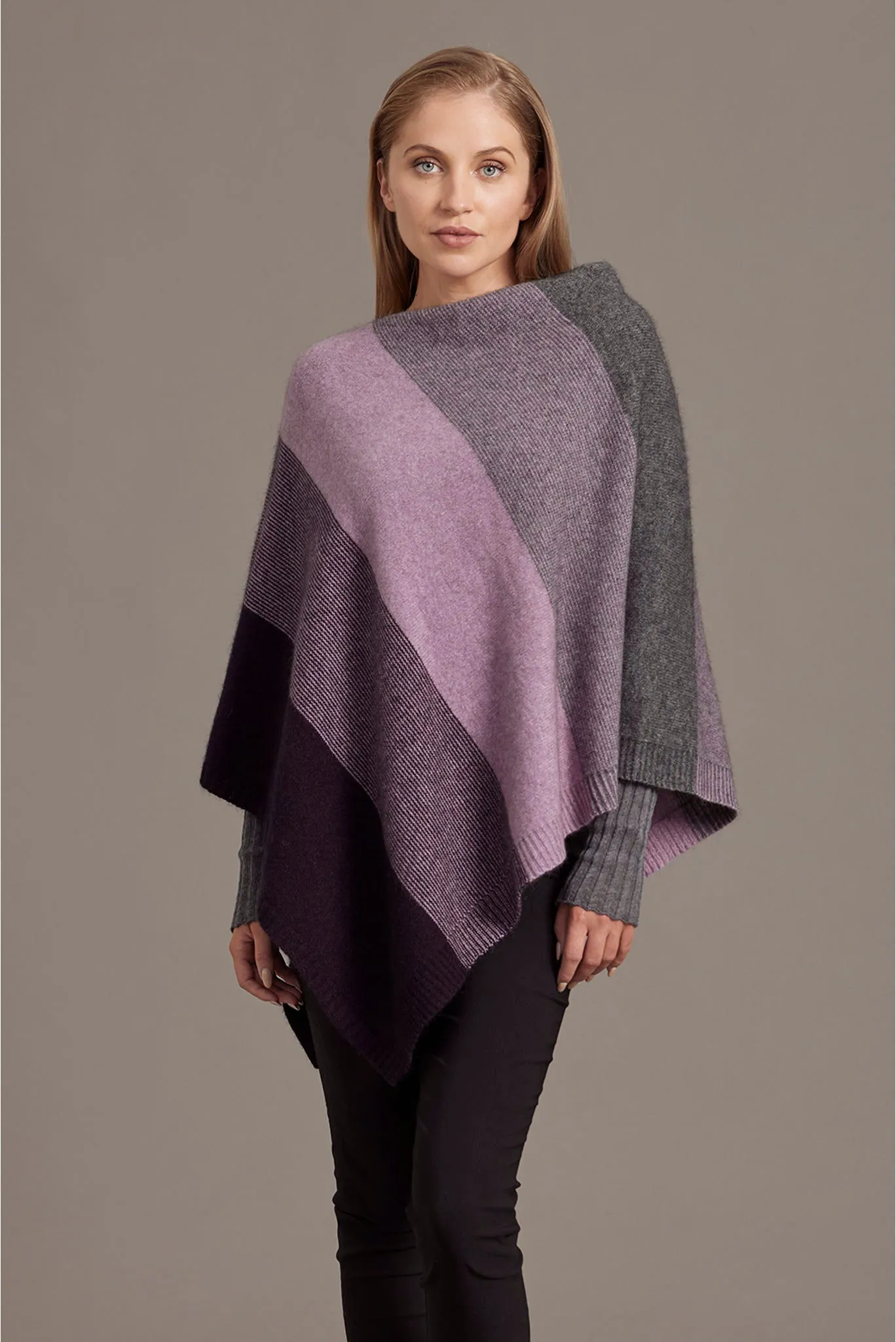 McDonald - Ombre Poncho in Merino Wool and Possum Fur