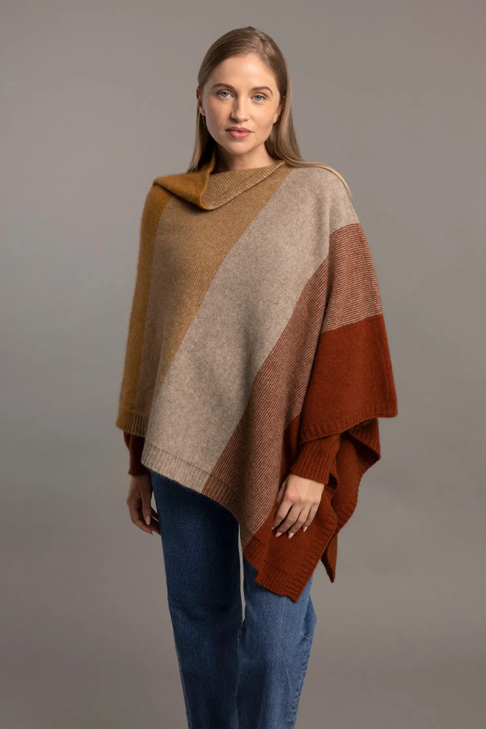 McDonald - Ombre Poncho in Merino Wool and Possum Fur