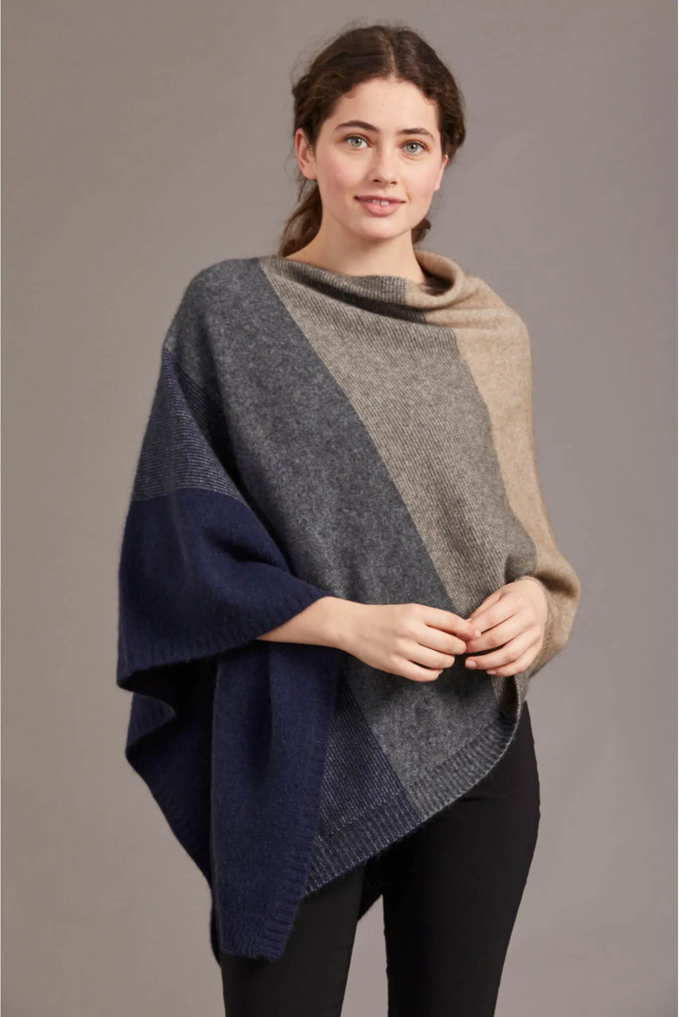 McDonald - Ombre Poncho in Merino Wool and Possum Fur