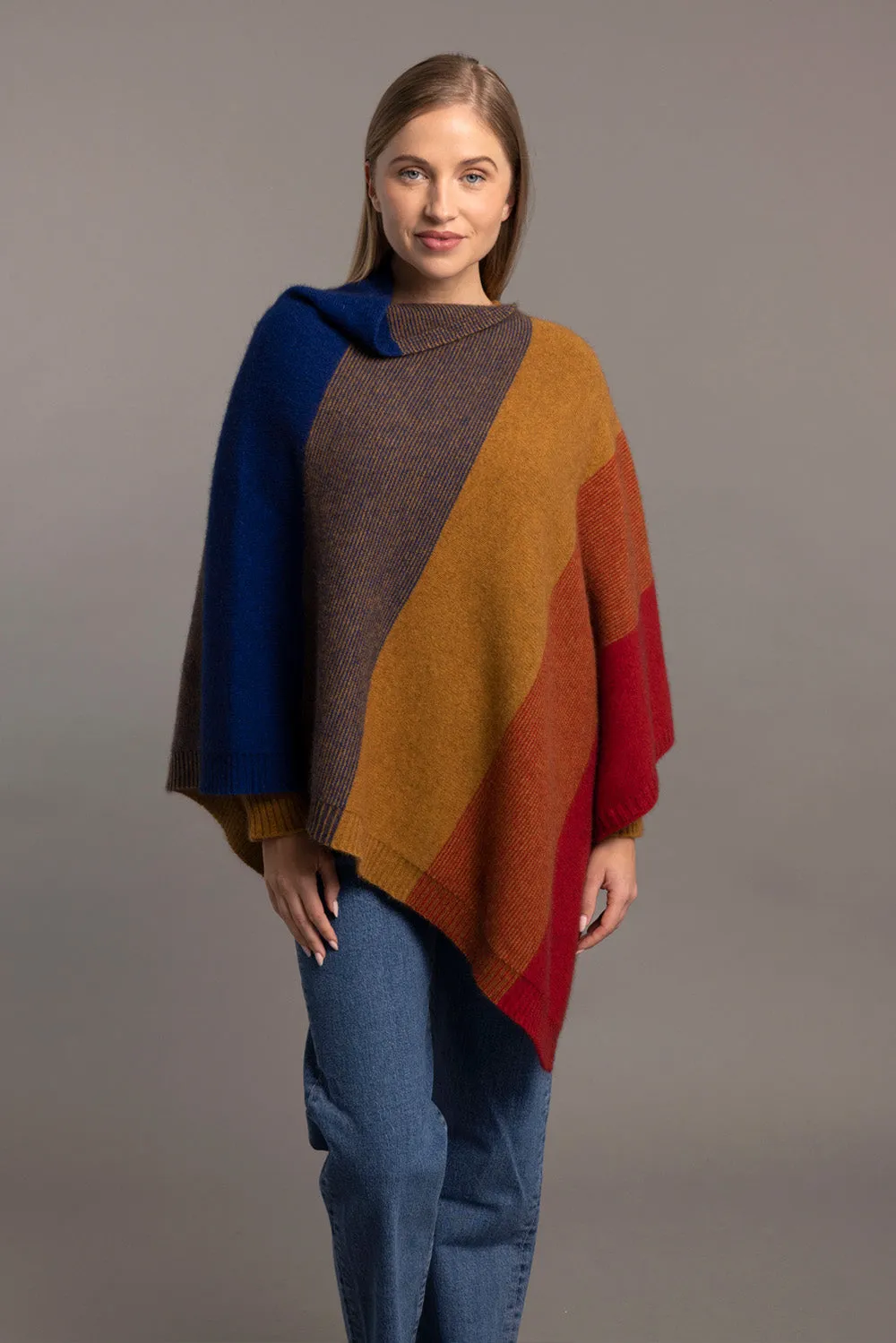 McDonald - Ombre Poncho in Merino Wool and Possum Fur