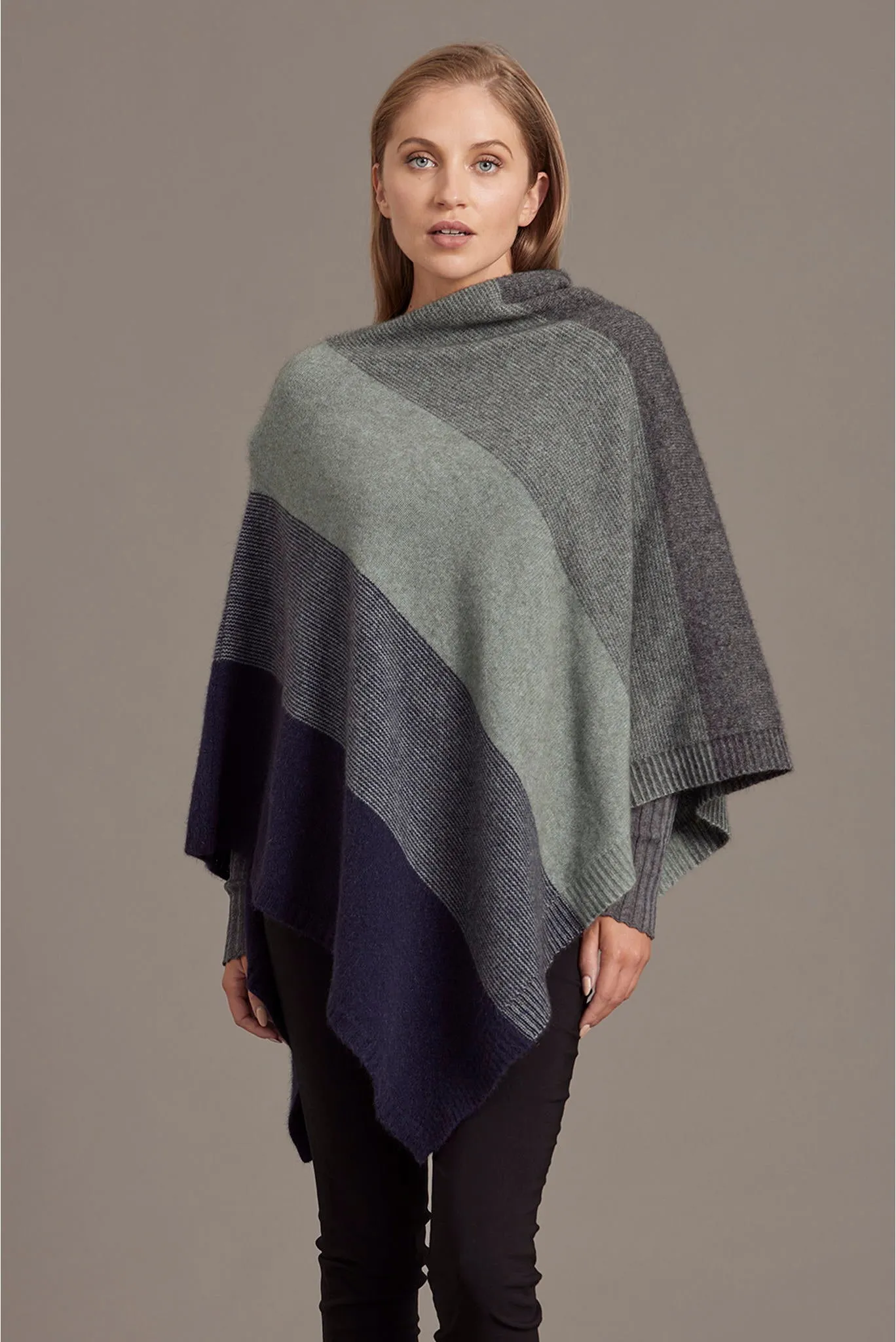 McDonald - Ombre Poncho in Merino Wool and Possum Fur