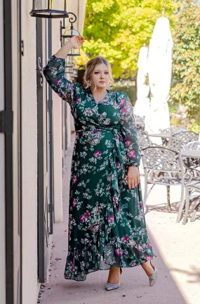 Melanee Pine Floral Wrap Dress - DM Exclusive - Maternity Friendly - Nursing Friendly - Restocked