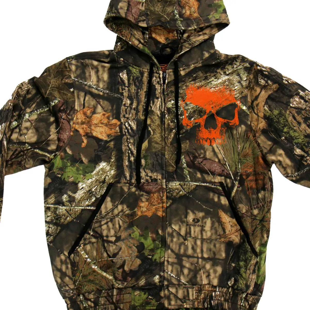 Men's Mossy Oak & Hot Leathers Mashup Jungle Skull Camo Zipper Hoodie GMZ4471