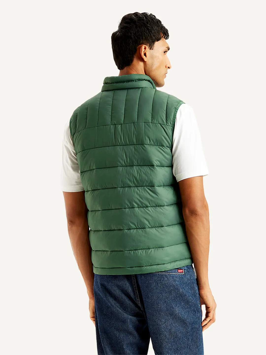 Men's Quilted Green High Neck Puffer Jacket