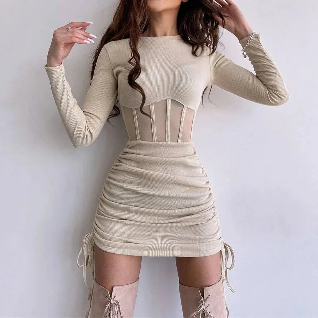 Mesh Waist Bodycon Mini Dress