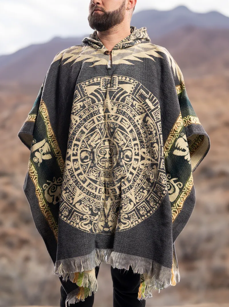 Mexican Poncho for Men - Gray | Aztek Style