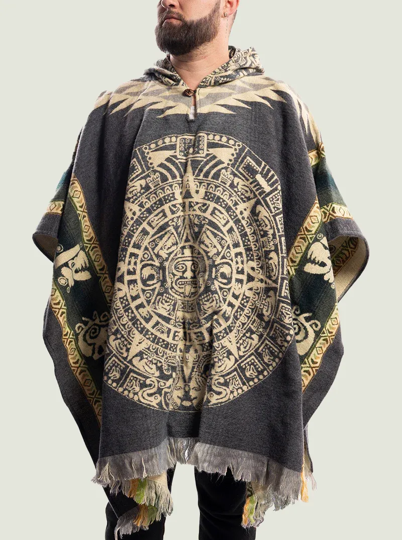 Mexican Poncho for Men - Gray | Aztek Style