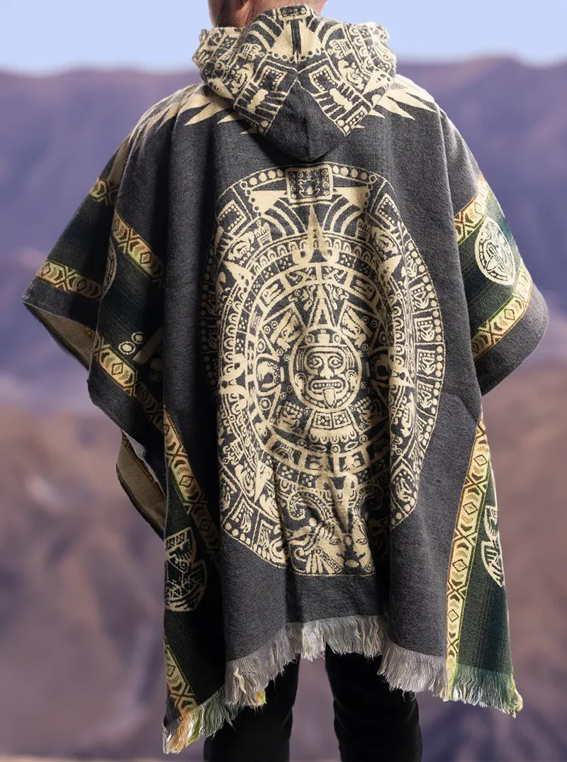 Mexican Poncho for Men - Gray | Aztek Style