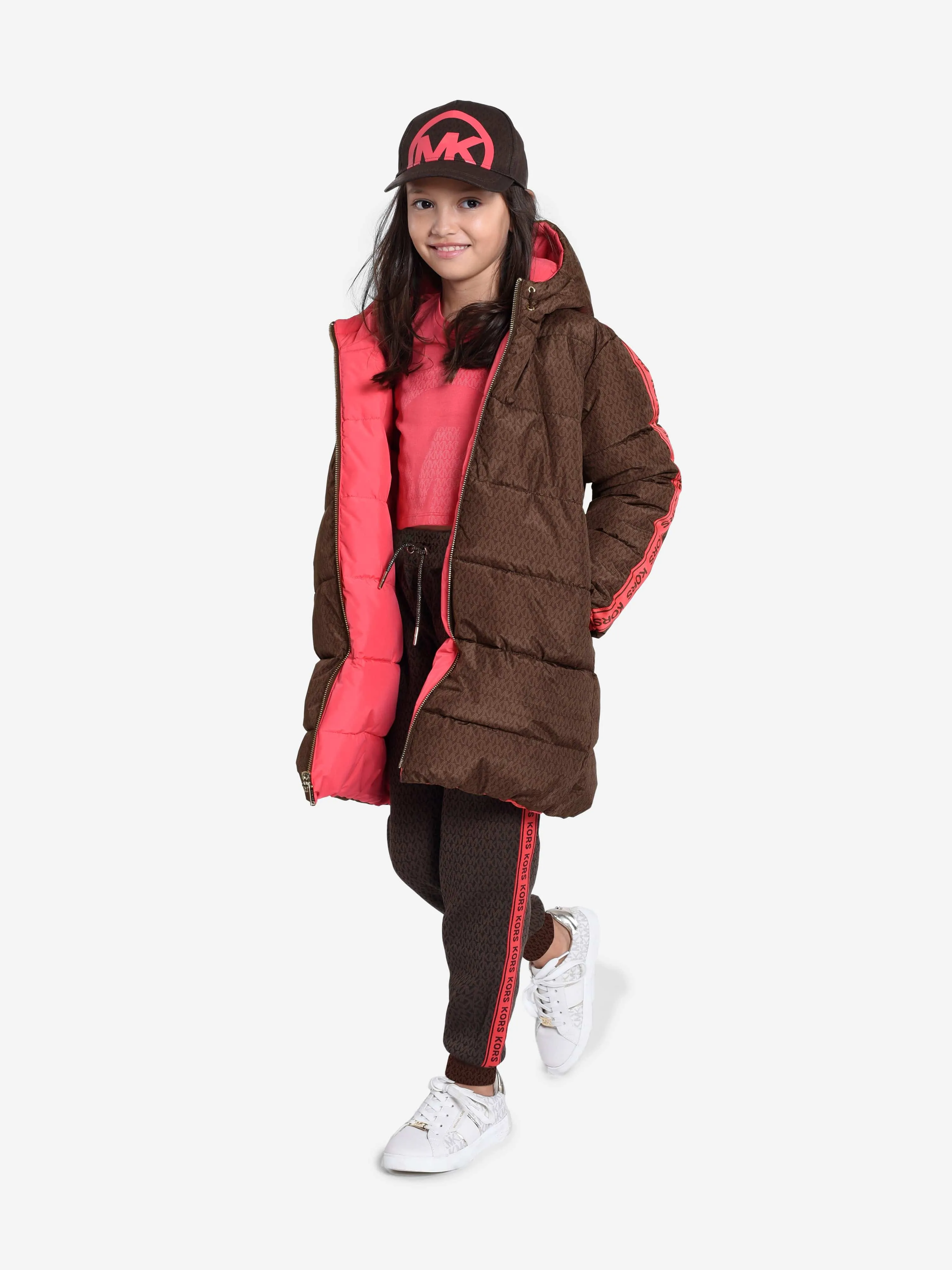 Michael Kors Girls Reversible Puffer Jacket in Pink