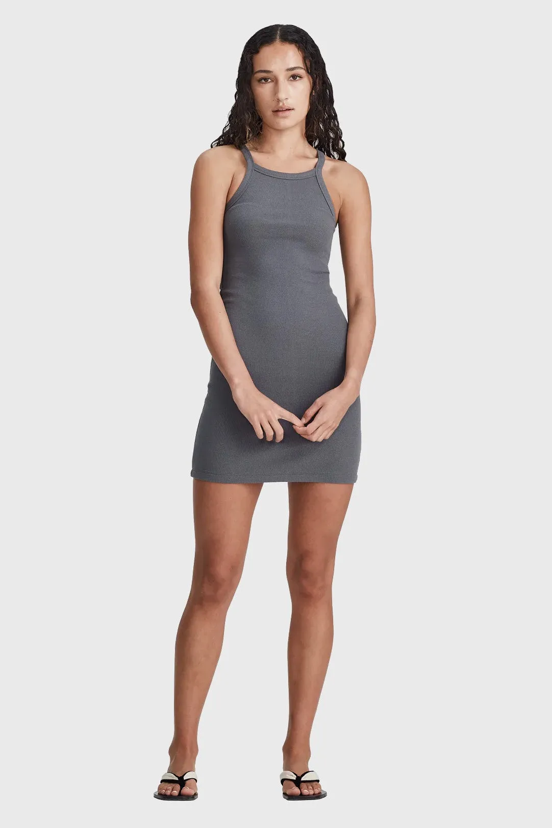 Mini Rib Tank Dress - Stormy