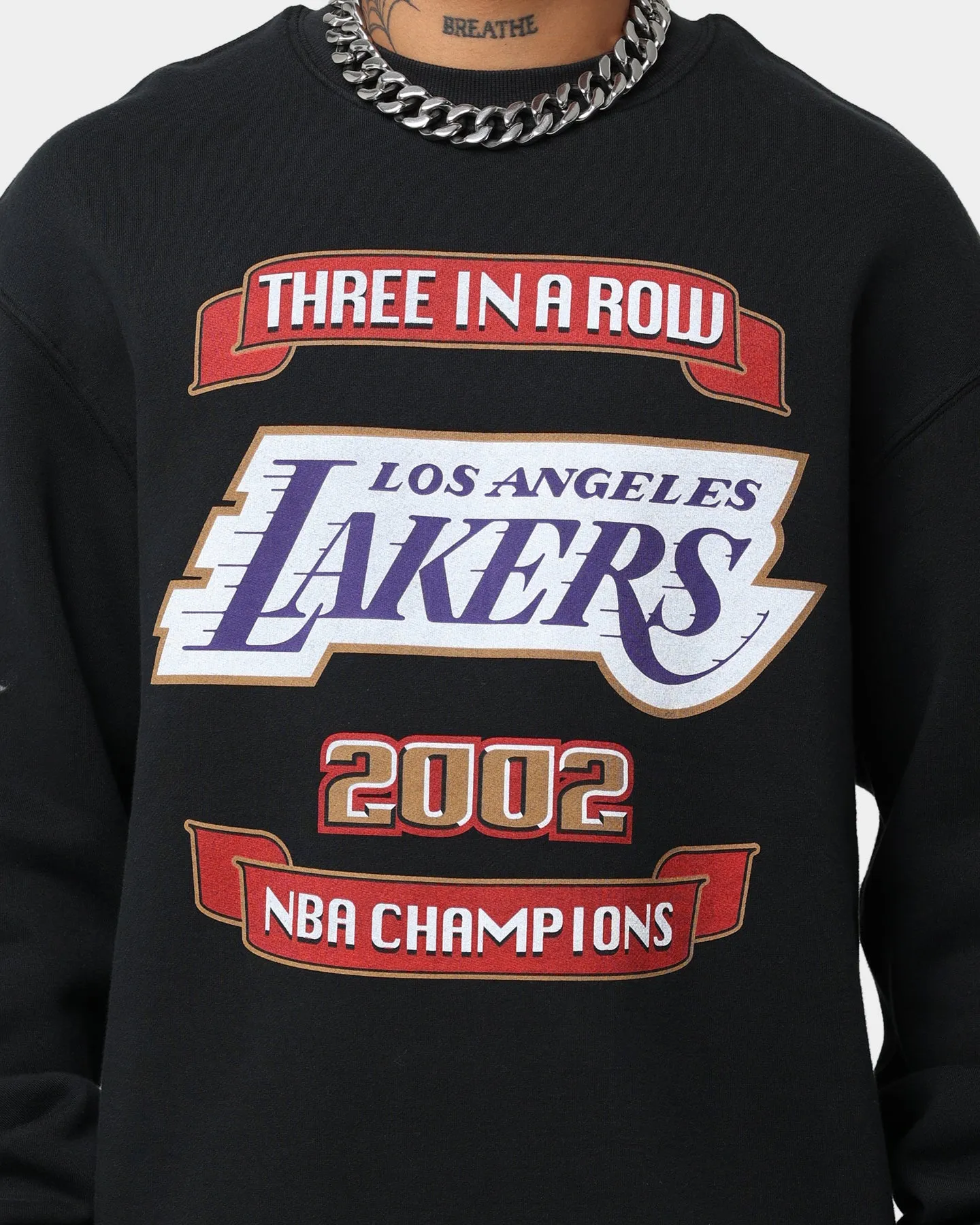 Mitchell & Ness Los Angeles Lakers 3 In A Row Vintage Crewneck Faded Black