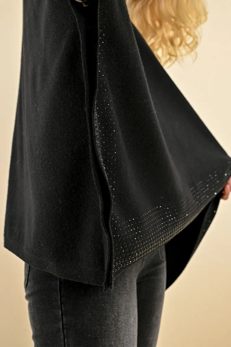 Molly Bracken Embellished Poncho Sweater