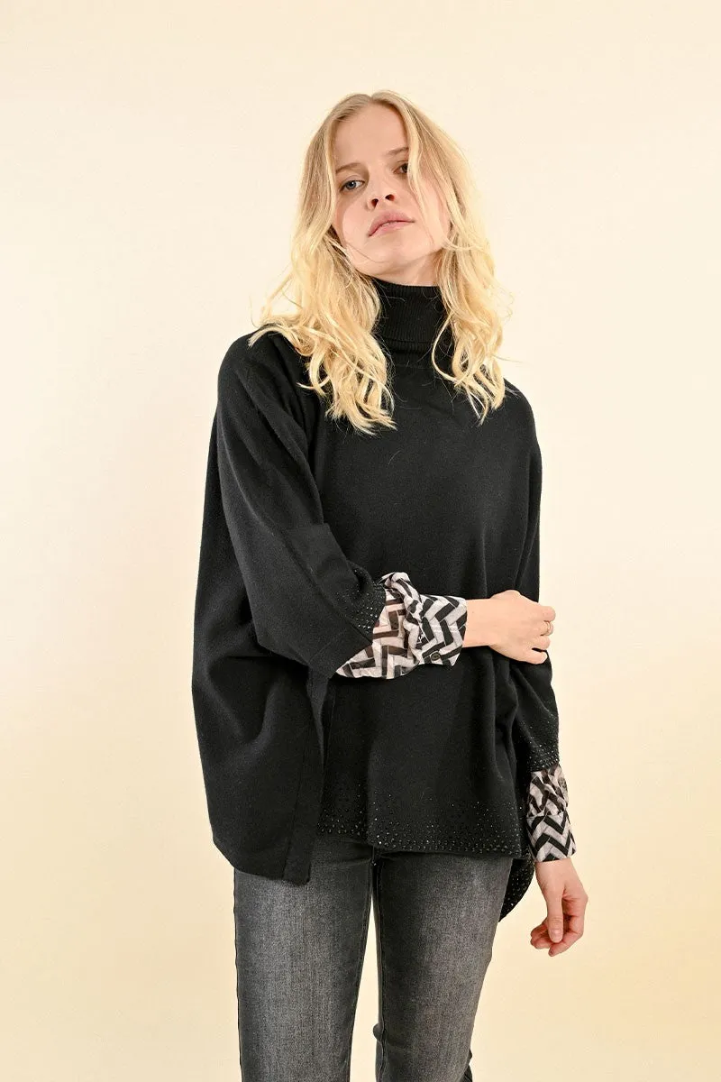 Molly Bracken Embellished Poncho Sweater