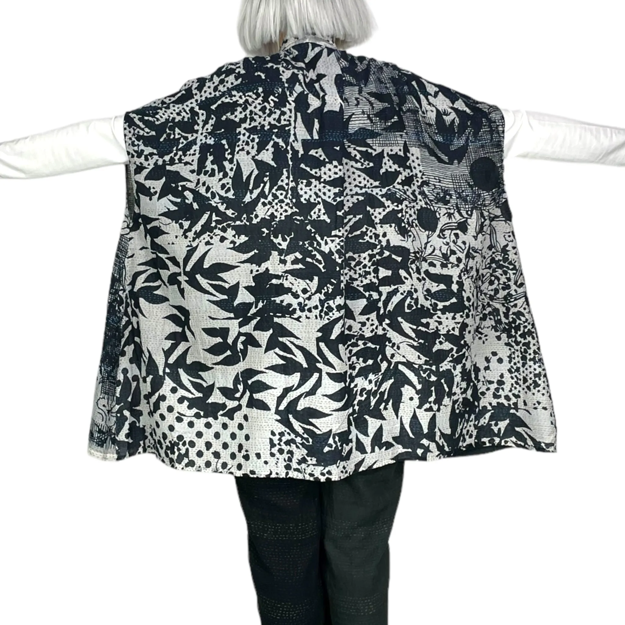 MONOTONE TWILIGHT PRINT SHIRT PONCHO