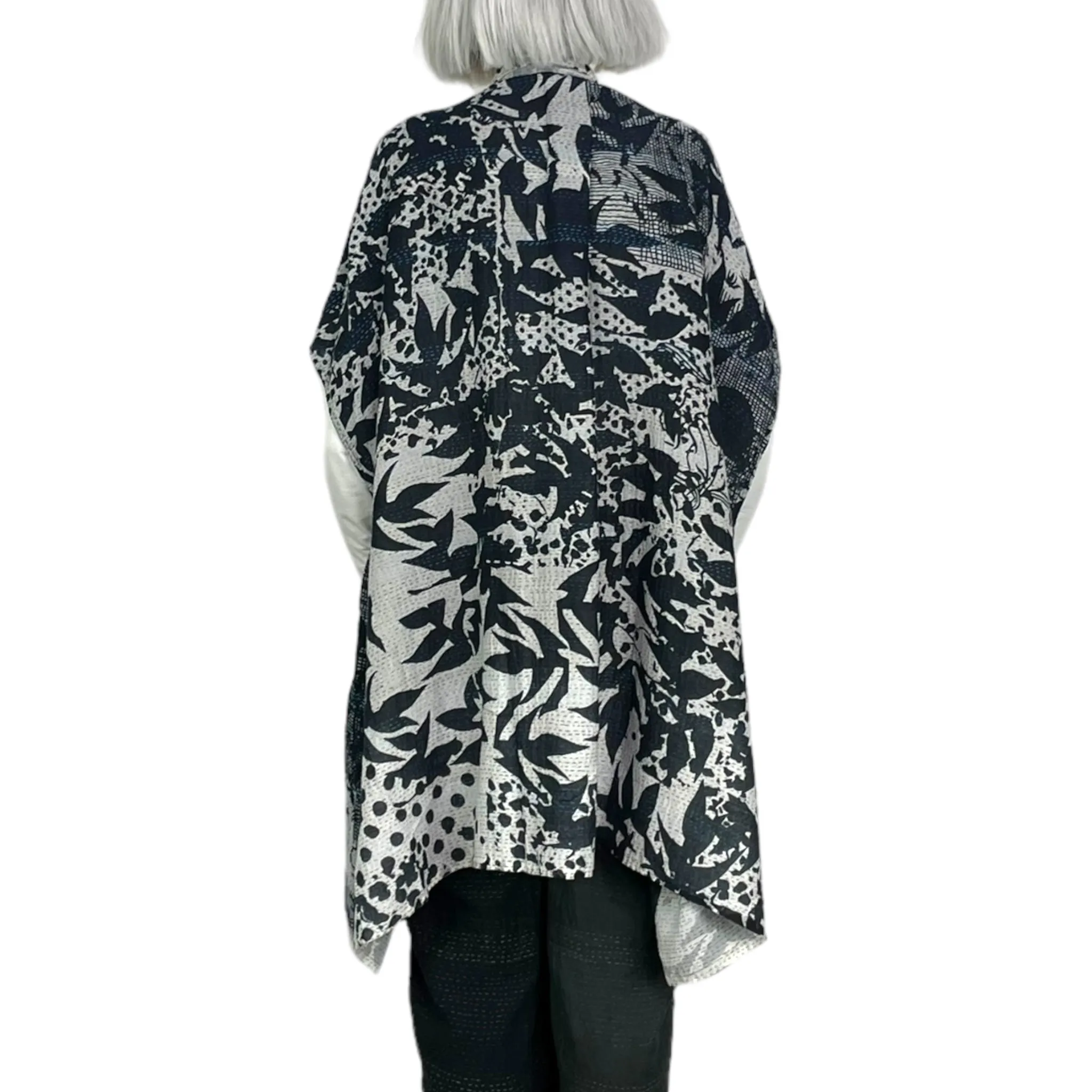 MONOTONE TWILIGHT PRINT SHIRT PONCHO