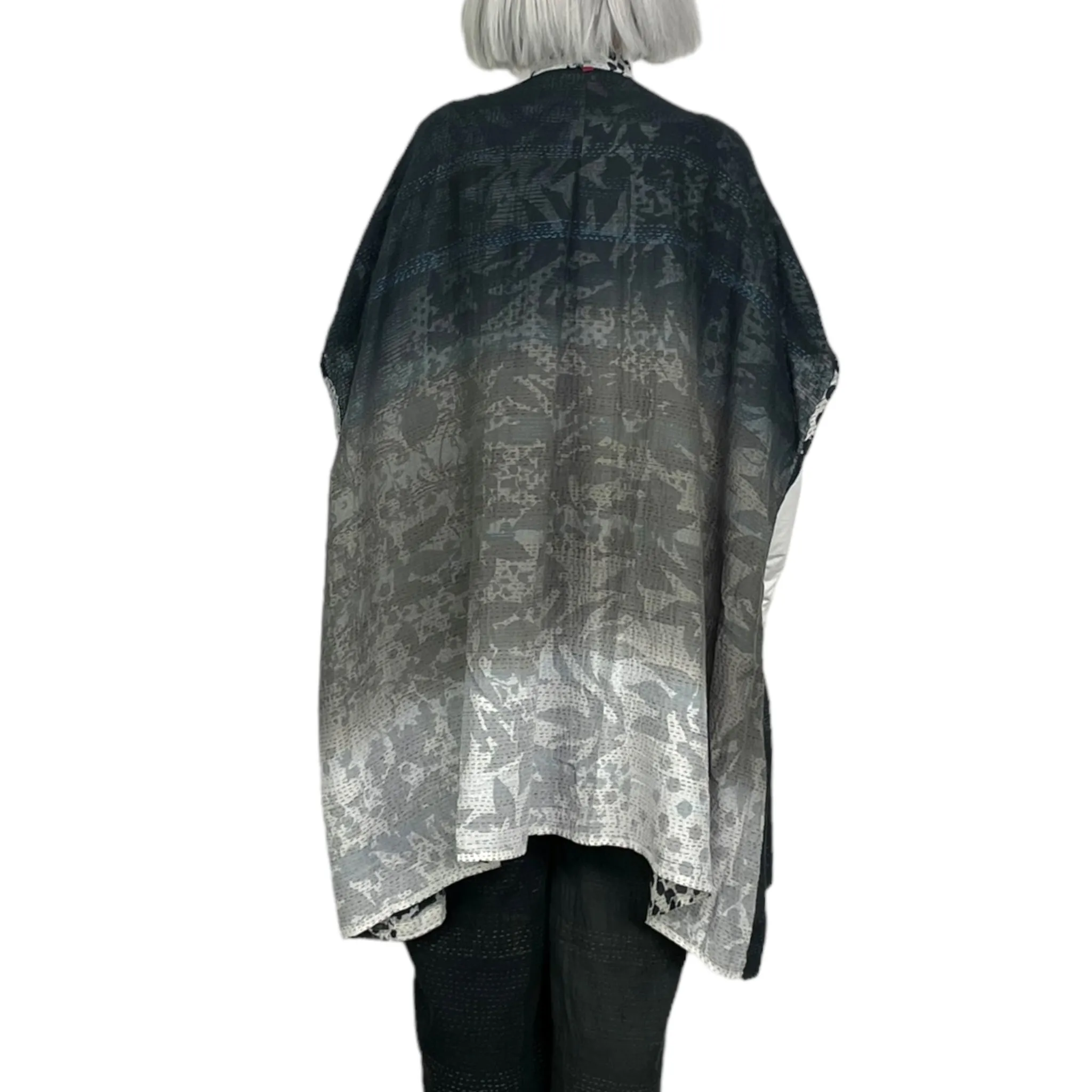 MONOTONE TWILIGHT PRINT SHIRT PONCHO