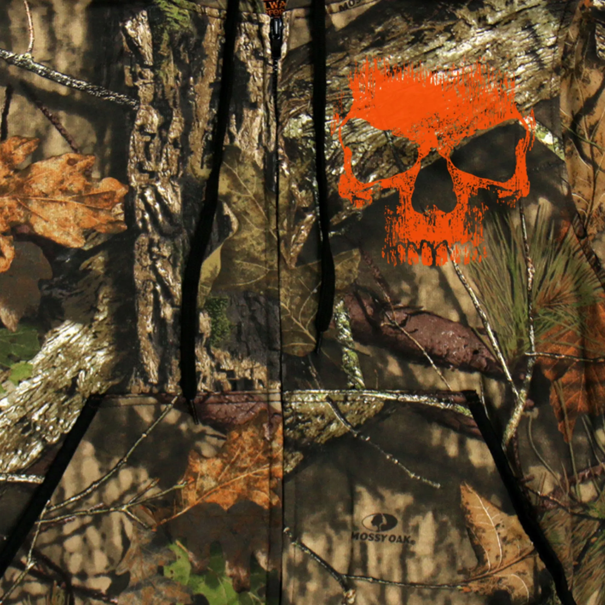 Mossy Oak & Hot Leathers Mashup Jungle Skull Camo Zipper Hoodie