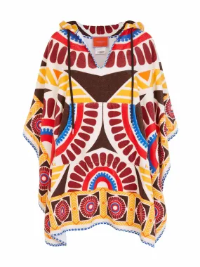 Multi print towelling poncho