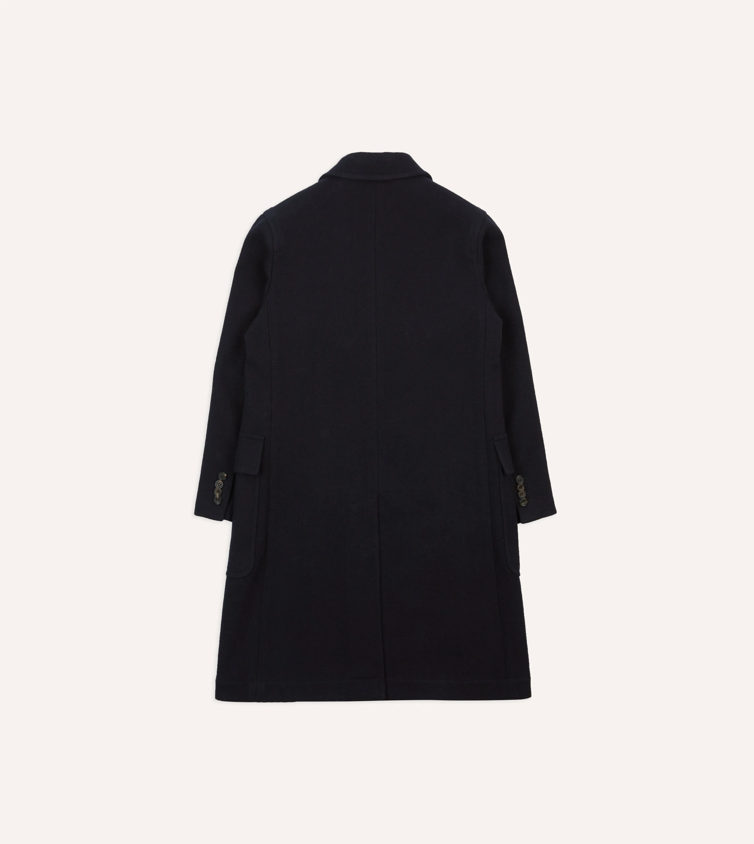 Navy Double-Breasted Wool Overcoat