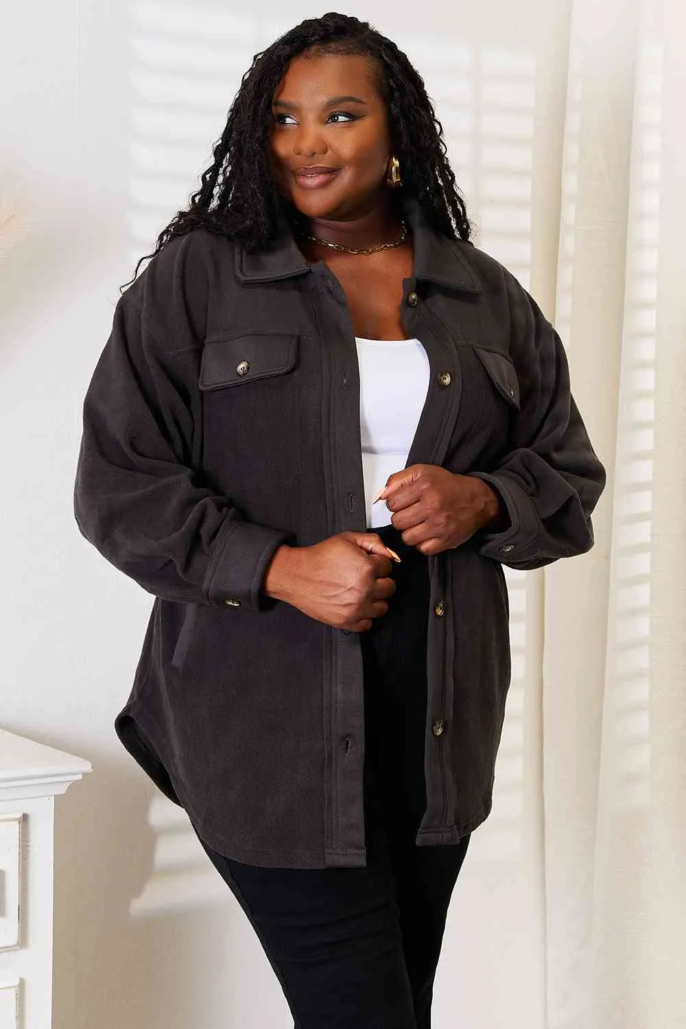 Necole Cozy Girl Button Down Shacket