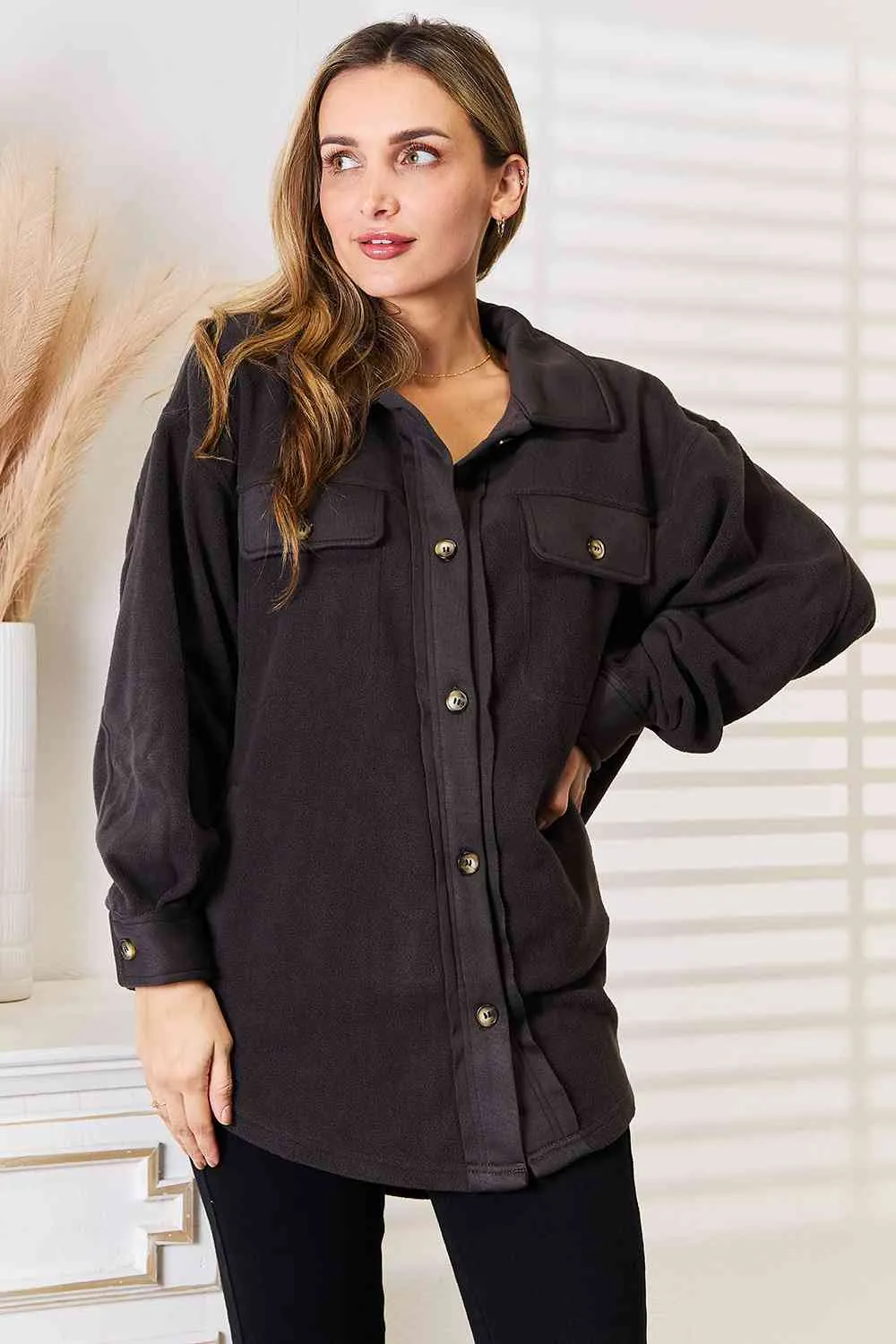 Necole Cozy Girl Button Down Shacket