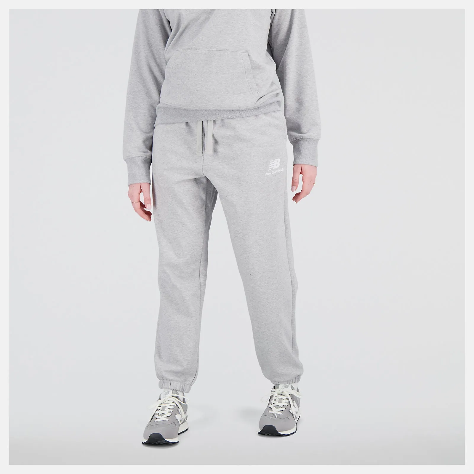 New Balance Essential Stacked Logo French Terry Trackpant - Womens - Grey