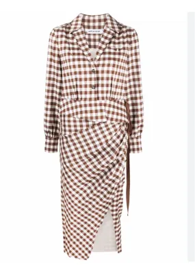 New* Self-Portrait Gingham Midi Dress - Size 2