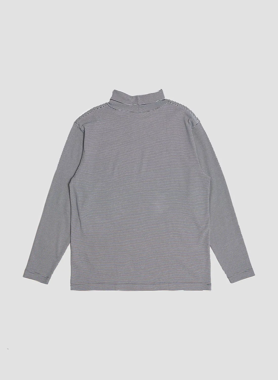 Nigel Cabourn x Sunspel Relaxed Heavyweight Supima Roll Neck in Navy/White Micro Stripe