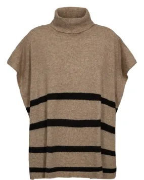 Numph Stripe Poncho Taupe Black