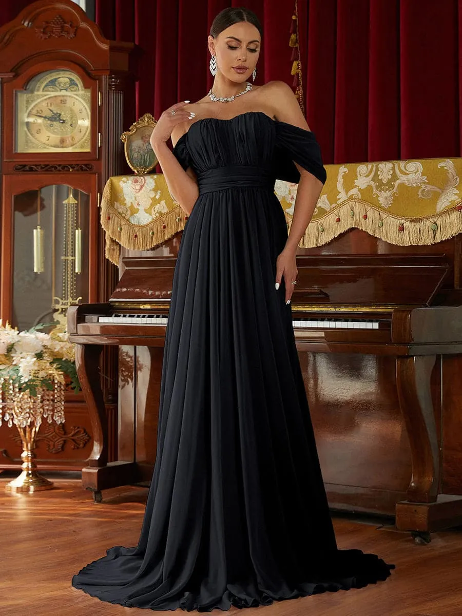 Off Shoulder Ruched Evening Dress RJ10007