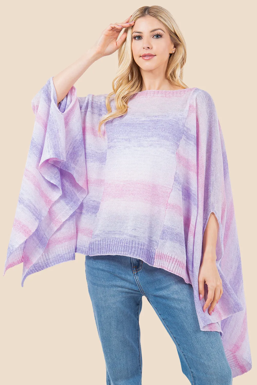 PA-4267 multi color ombre poncho