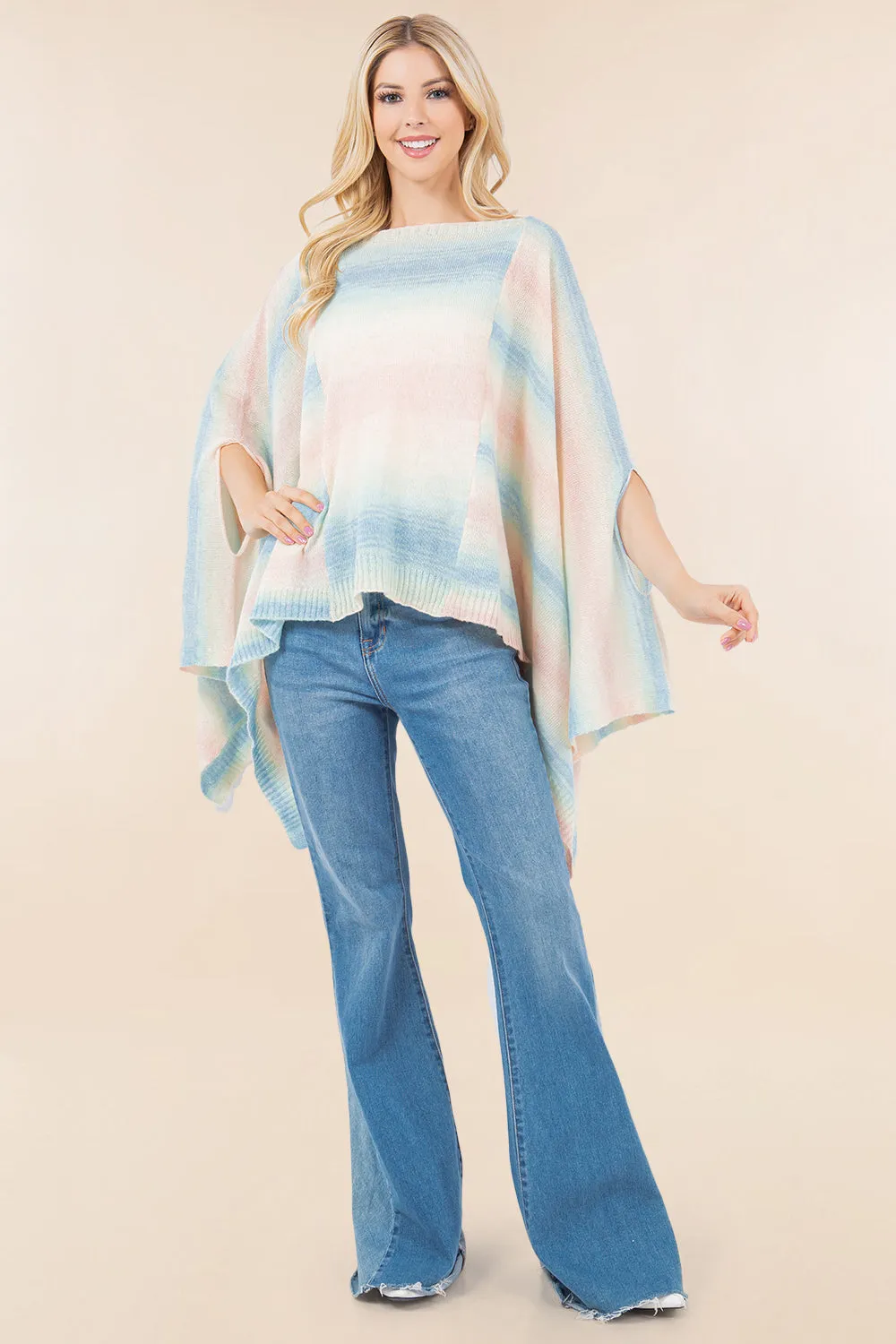 PA-4267 multi color ombre poncho