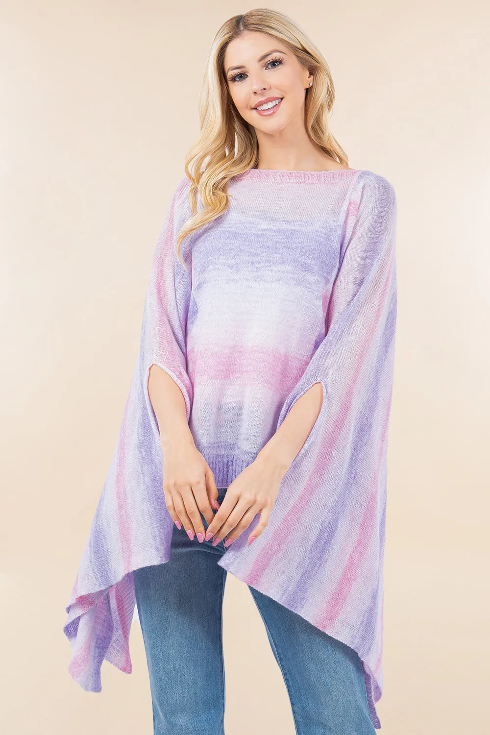 PA-4267 multi color ombre poncho