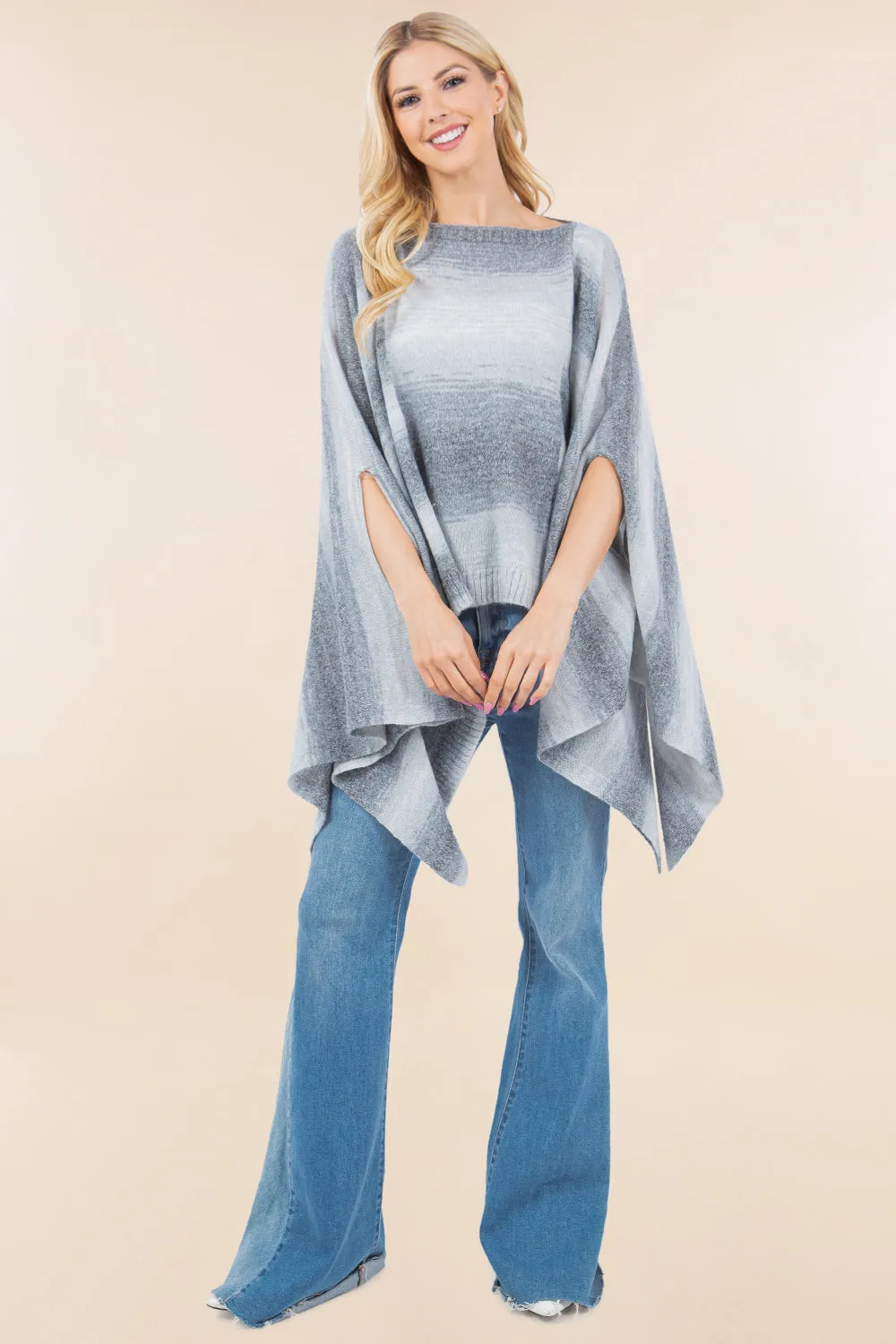 PA-4267 multi color ombre poncho