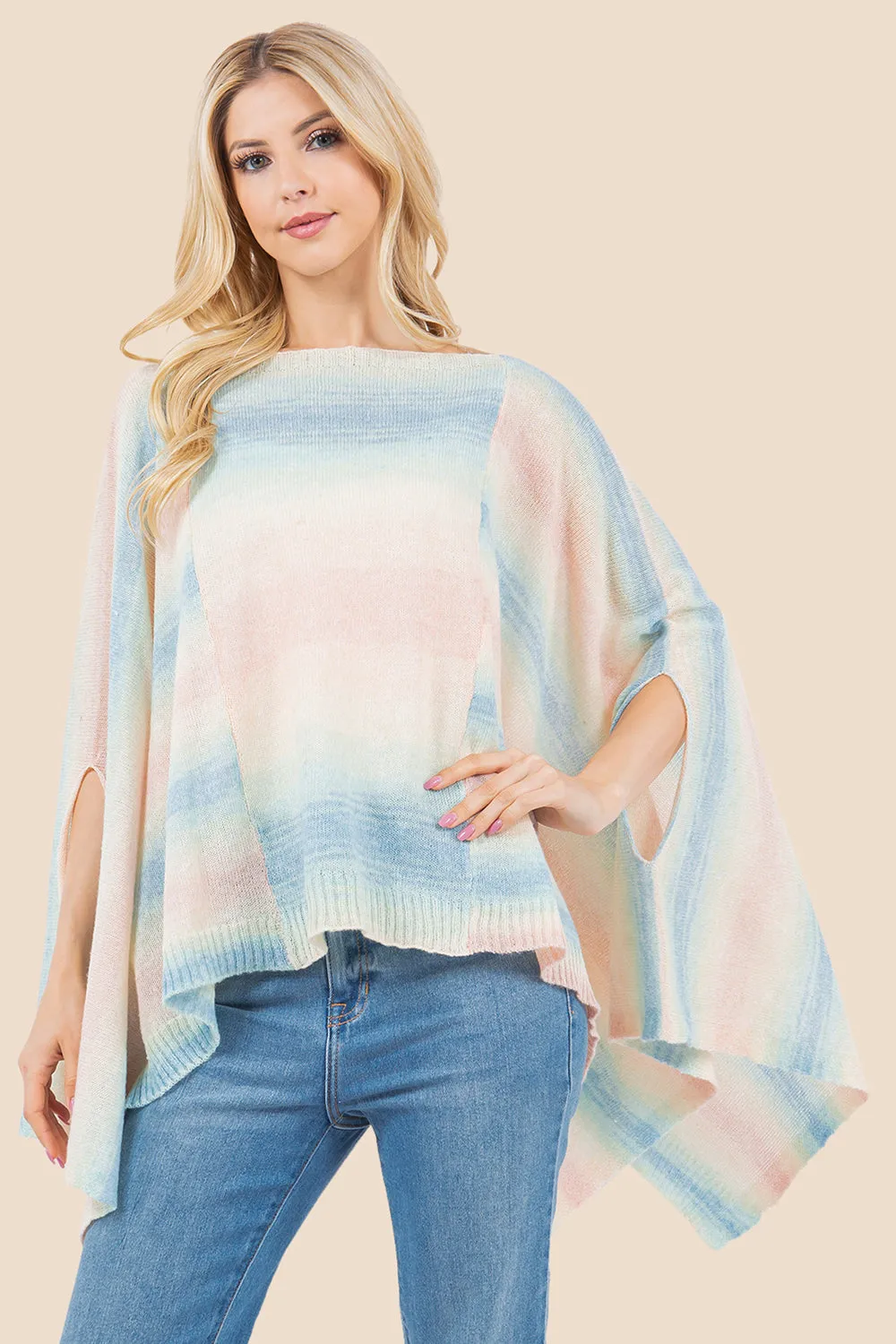 PA-4267 multi color ombre poncho