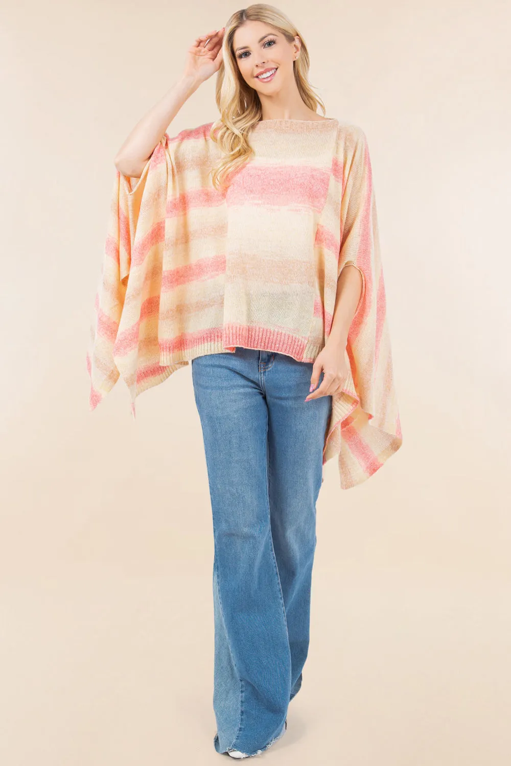 PA-4267 multi color ombre poncho