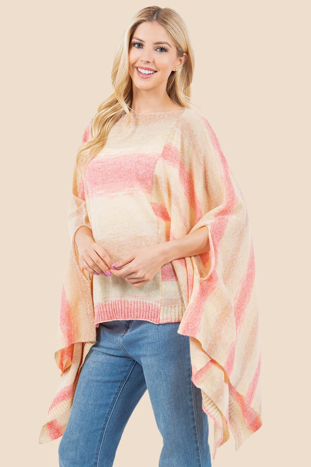 PA-4267 multi color ombre poncho