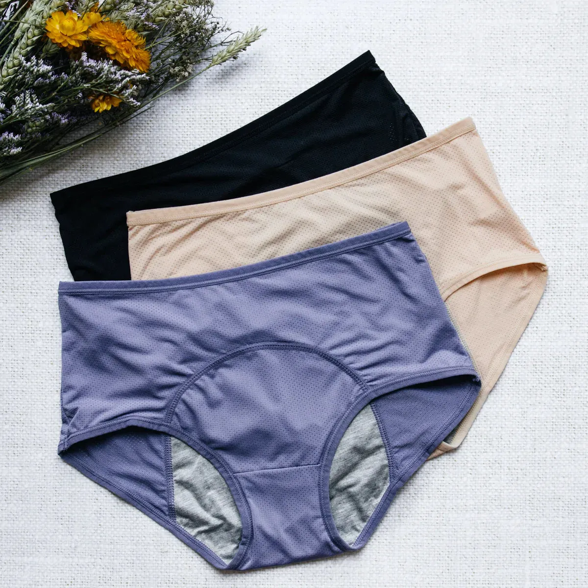 Pack de 5 culottes pour incontinence et les règles