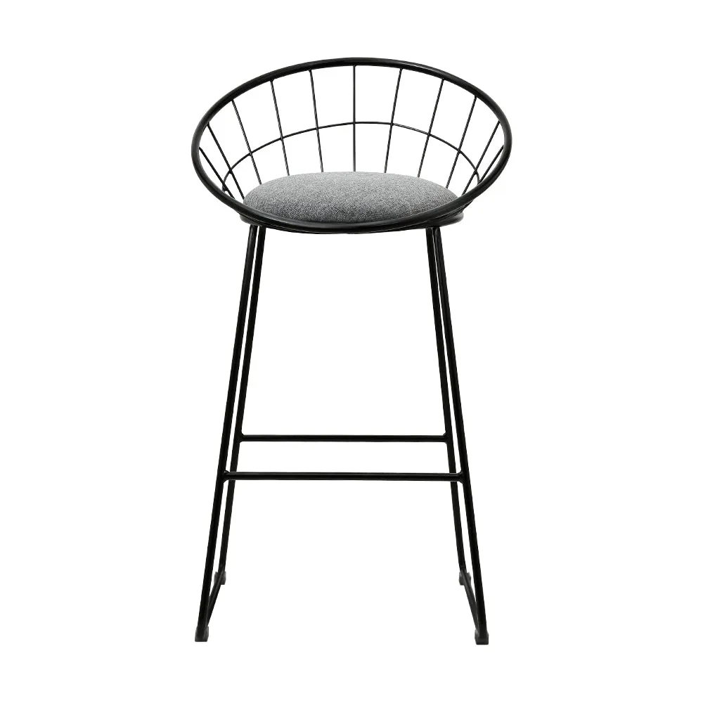 Padded Faux-Linen Bar Stools 65cm Steel Frame - Artiss