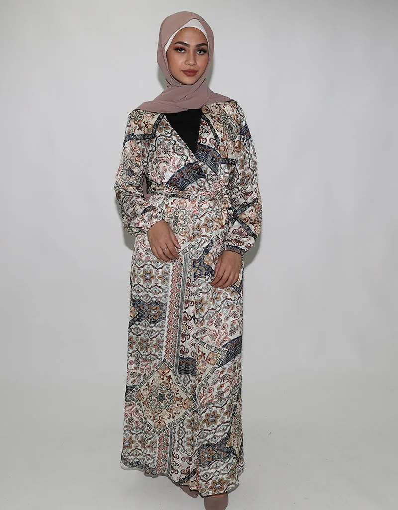 Paisley Box Print Satin Dress