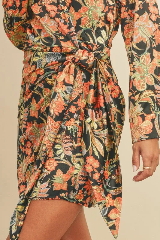 Paisley Printed Wrap Shirt Dress