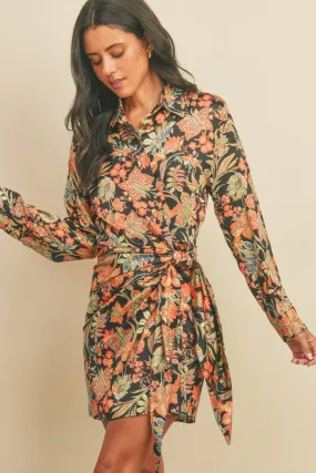 Paisley Printed Wrap Shirt Dress